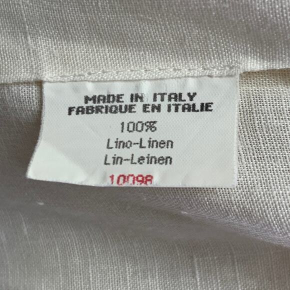 BYBLOS Size L Cream Gold Embroidery Linen One Pocket Long Sleeve Shirt - Picture 12 of 13